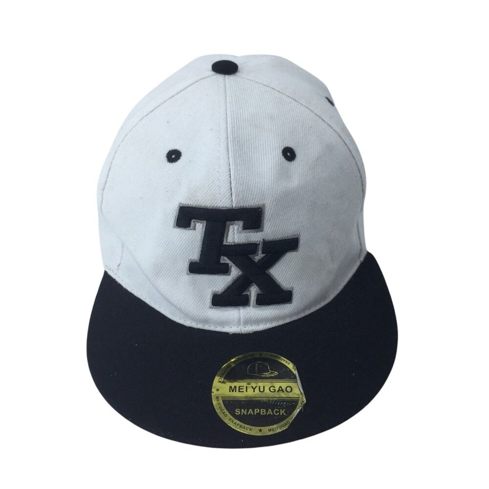 Texas TX Logo Snapback Baseball Cap Hat White/Black Cotton Blend Mei Yu Gao